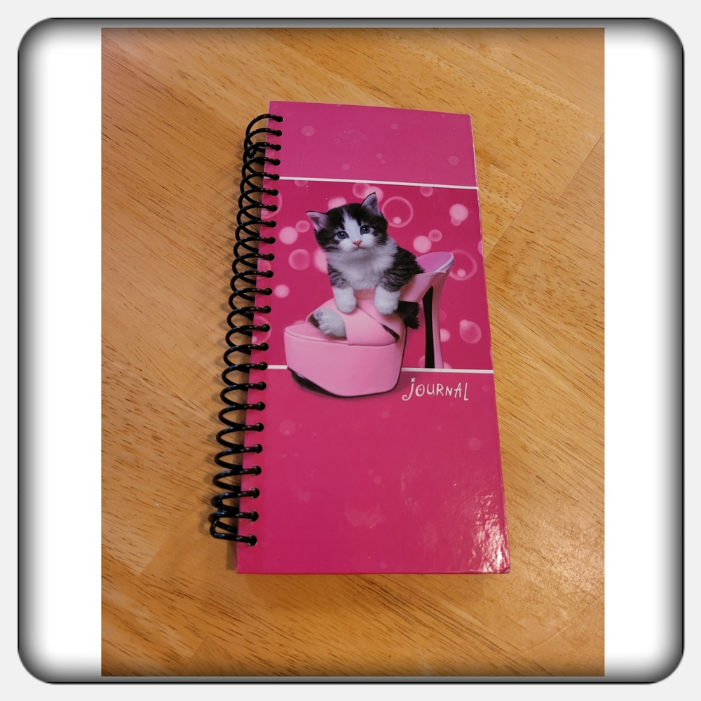 NWOT Pink Cat Journal with Spiral Binding